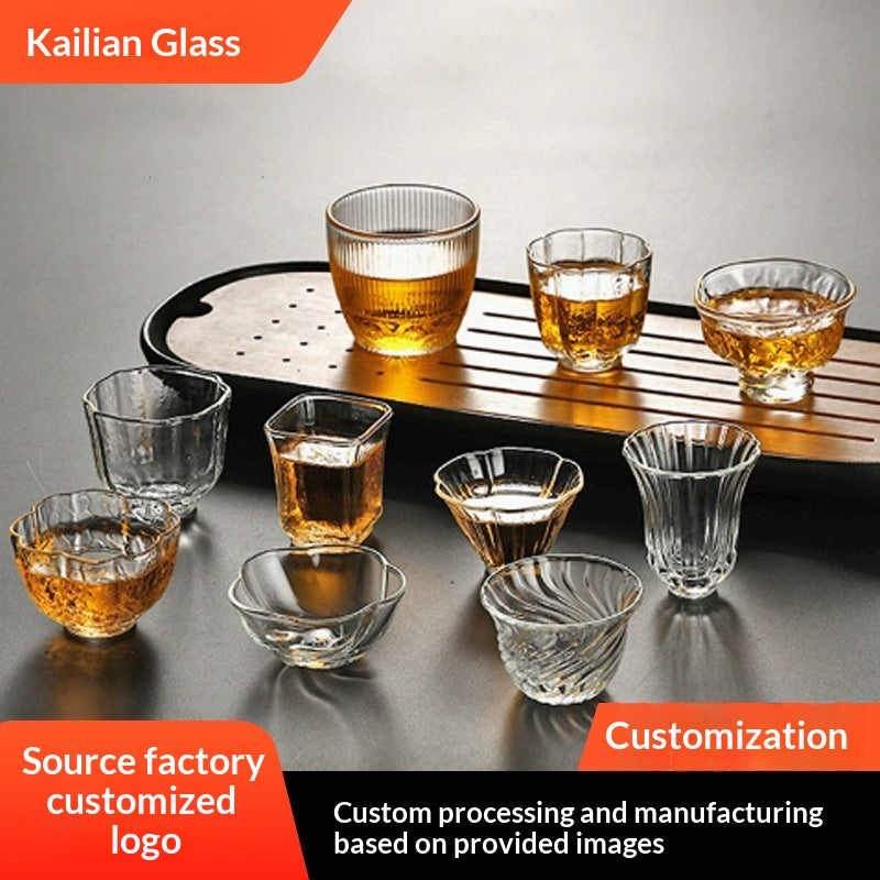 Tea-Boiling Glass Teacup with Kung Fu Style, Small Transparent Drinking Cup