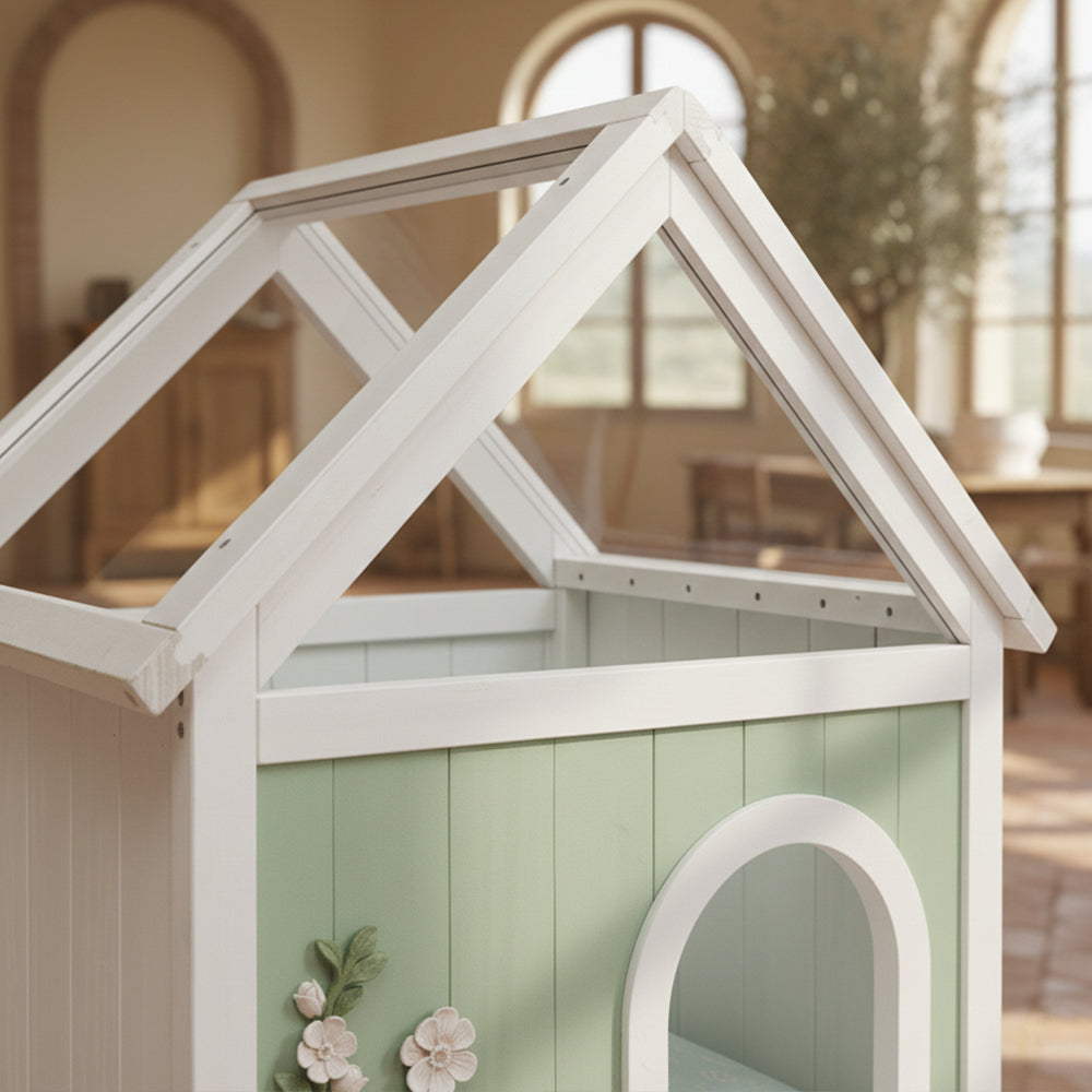 Indoor Cat House with Acrylic Roof — Wooden Pet Shelter for Small Cats & Dogs
