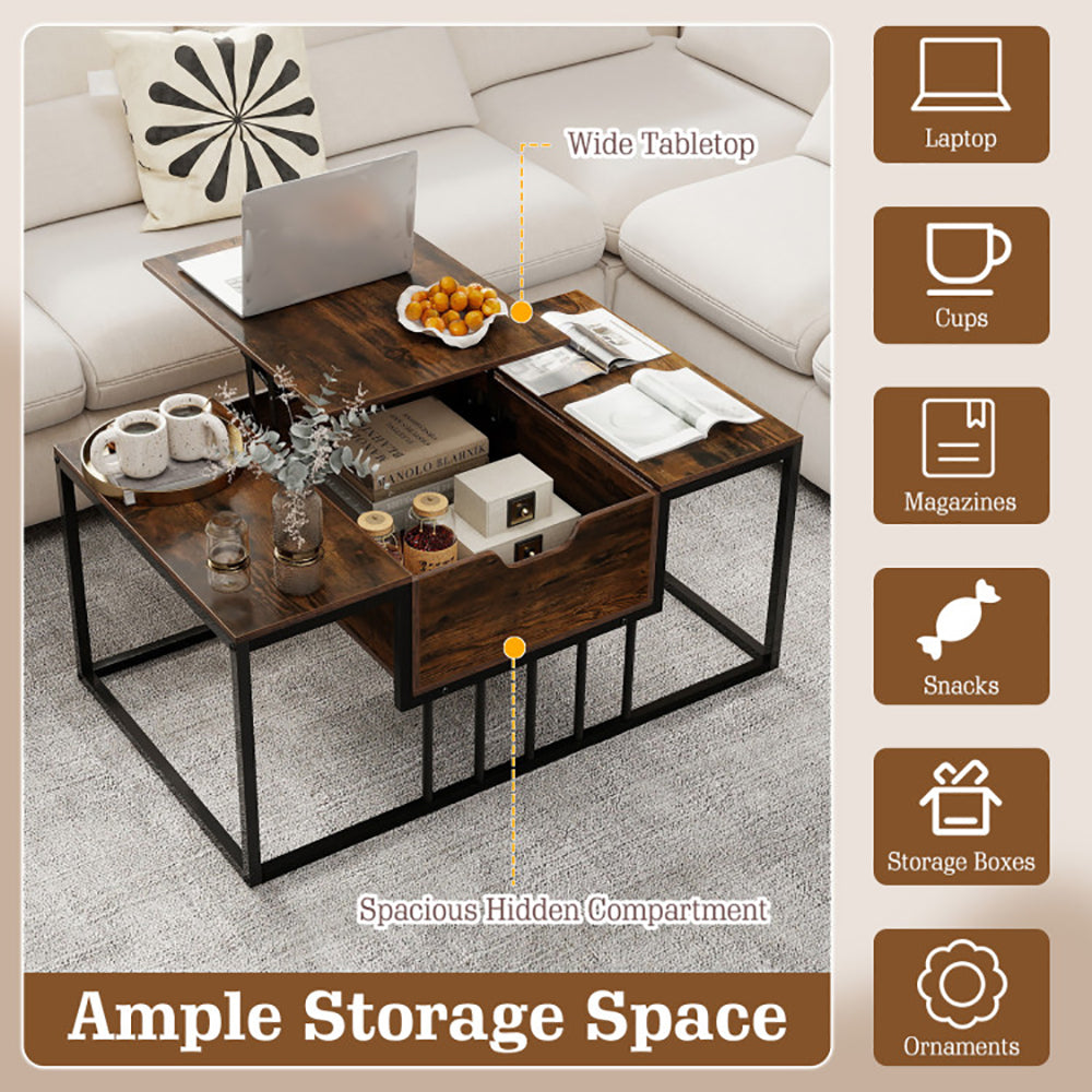 Lift Top Coffee Table Modern Center With Hidden Storage Compartment