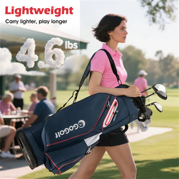 14-Way Golf Cart Bag with 6 Pockets and Cooler - Navy/Red
