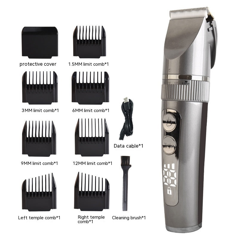 Electric Hair Clipper with LCD Display & Ceramic Blade