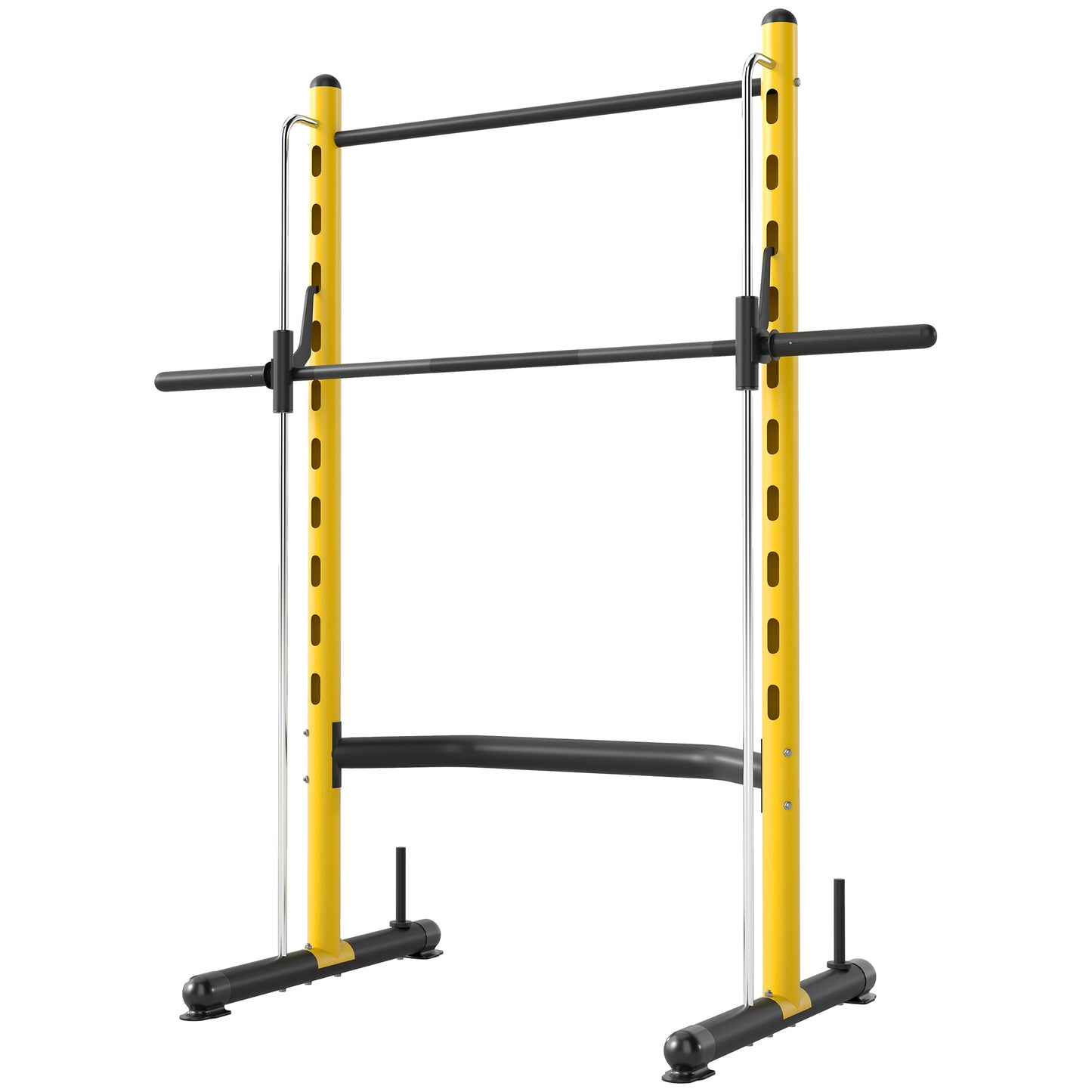 Adjustable Squat Rack with Pull-Up Bar for Weight Lifting - Yellow