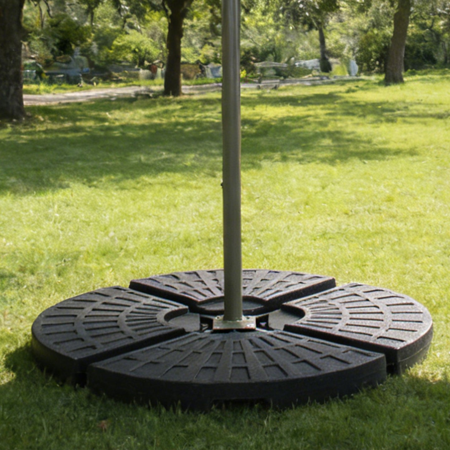 Heavy-Duty Fan-Style Cantilever Umbrella Base, 4-Panel Refillable