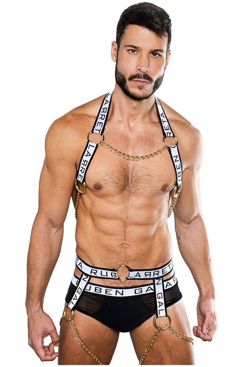 Elastic Shoulder Straps for Men - Solid Color Chest and Leg Girdle