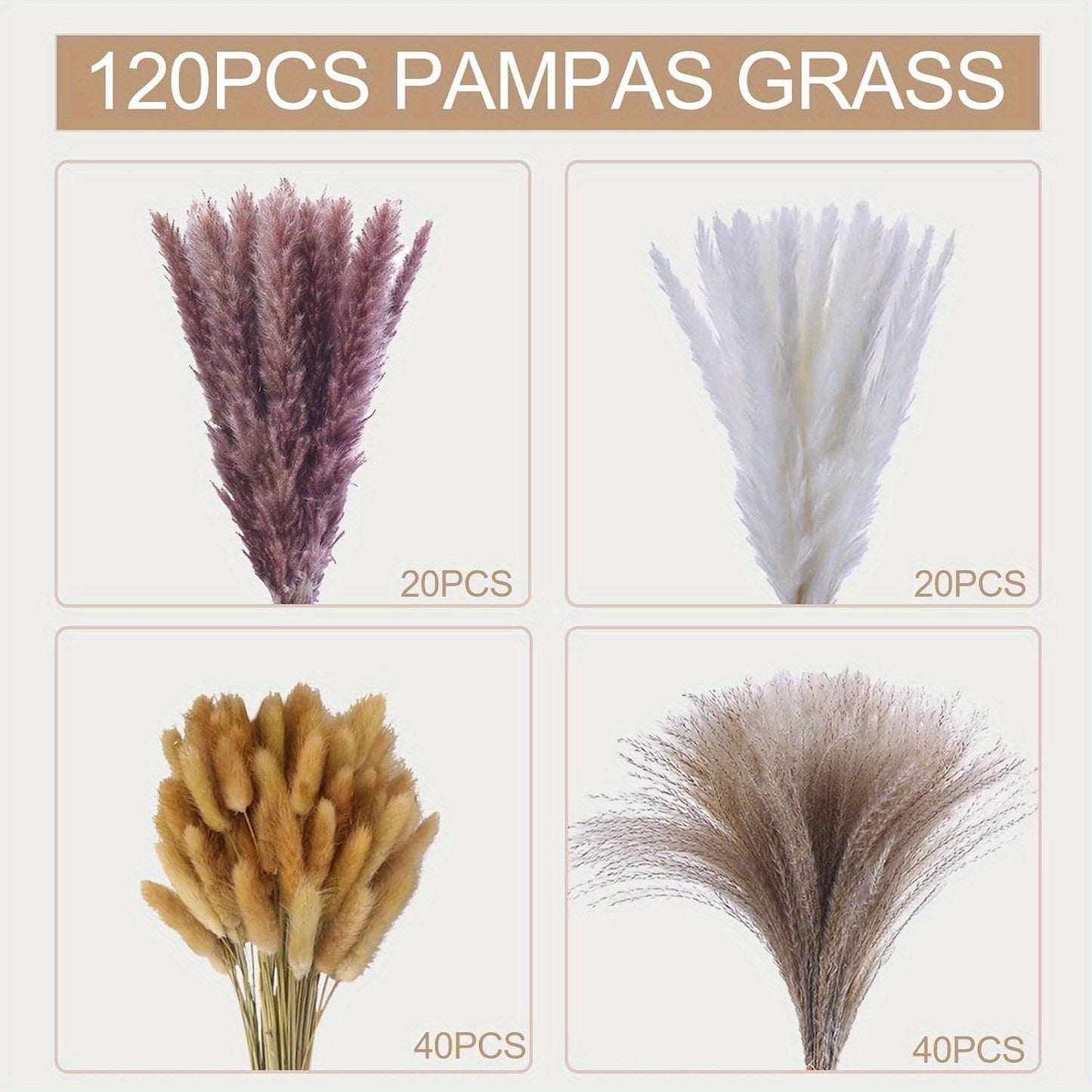 Dried Flower Bouquet - Preserved Grass Flower Arrangement for Home Decor
