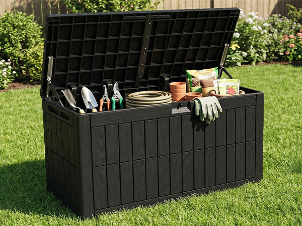 1 0 Gallon Outdoor Storage Box Water Proof Resin Deck Lockable Bin