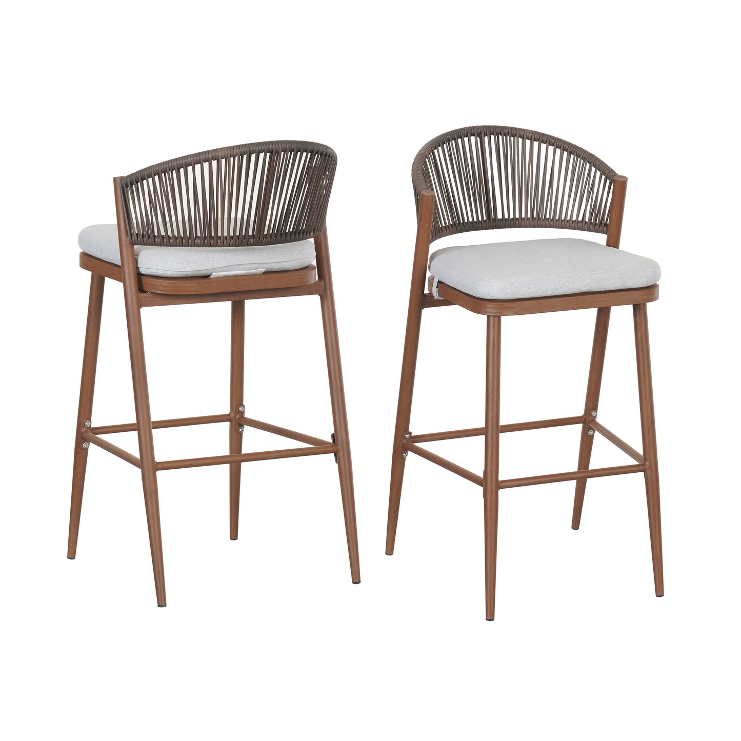 Outdoor 30.25 Seat Height Aluminum Frame Barstools With PE Rattan