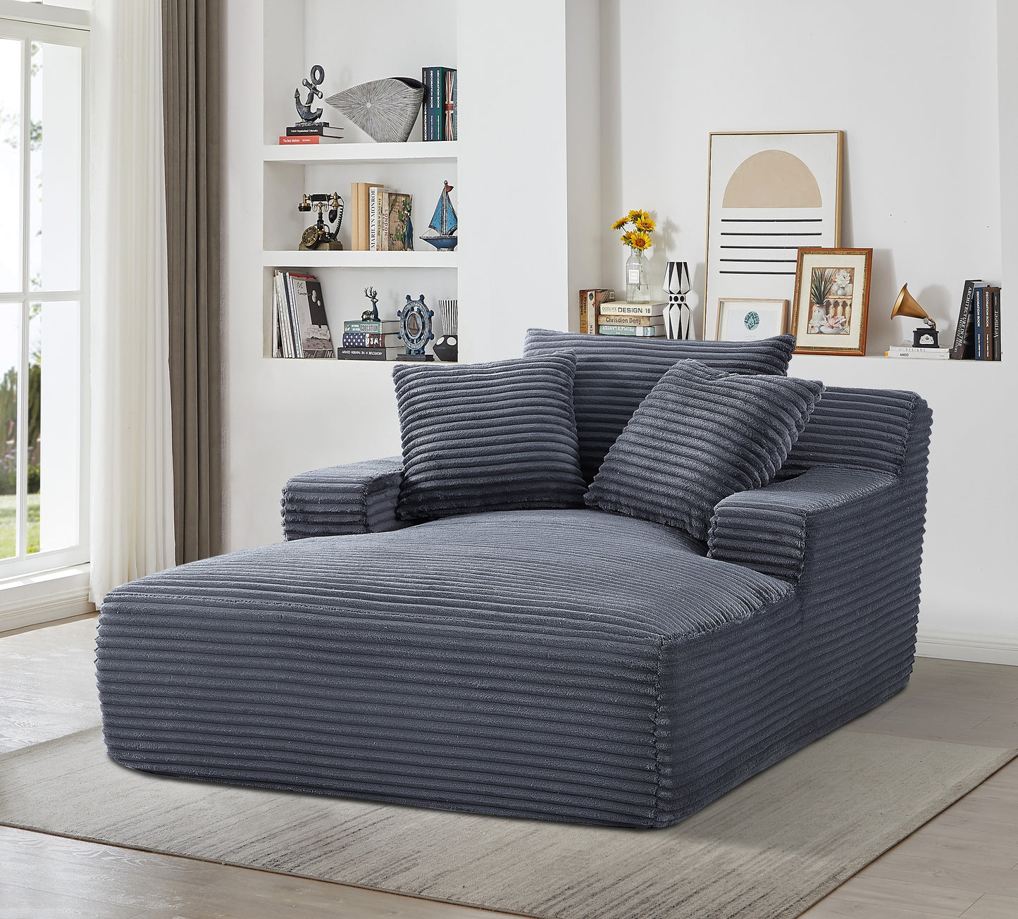 Cloudline Oversized Chaise Lounge Chair In Soft Corduroy, Modern