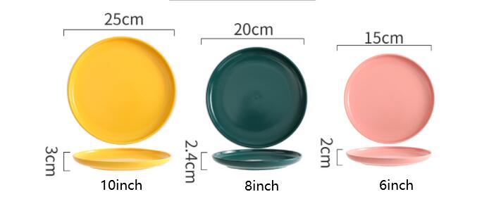 Nordic Ceramic Salad Plate - Multi-Color, 6/8/10 Inch, Elegant Kitchenware