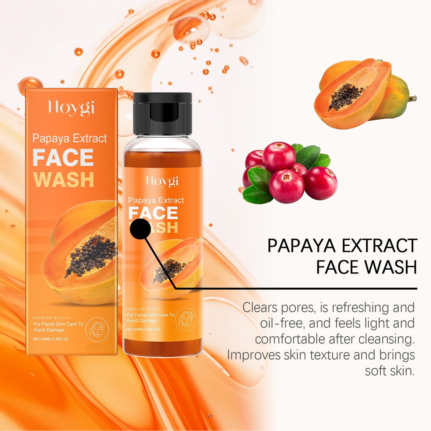 Papaya Face Wash - Gentle Moisturizing & Hydrating Facial Cleanser 100ml