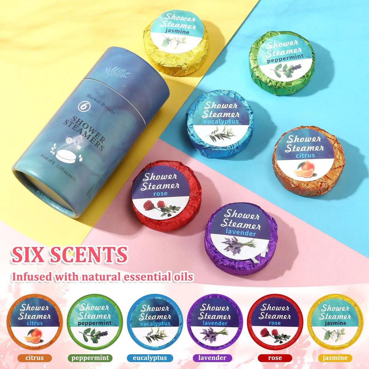 Shower Steamer 6-Pack - Aromatherapy Bath Bombs