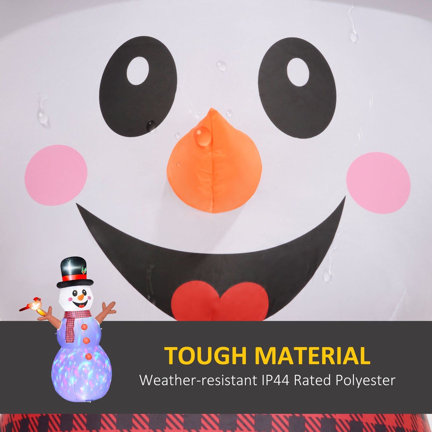 Inflatable Snowman with Branch Hands and Colorful LED Lights