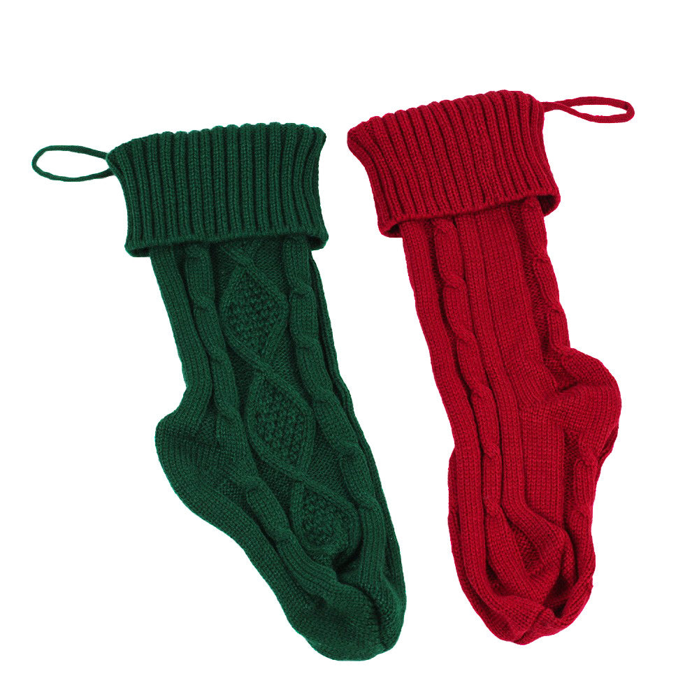 Large Christmas Gift Bag 46CM Wool Knitted Socks Scene Decor - Holiday Ornament