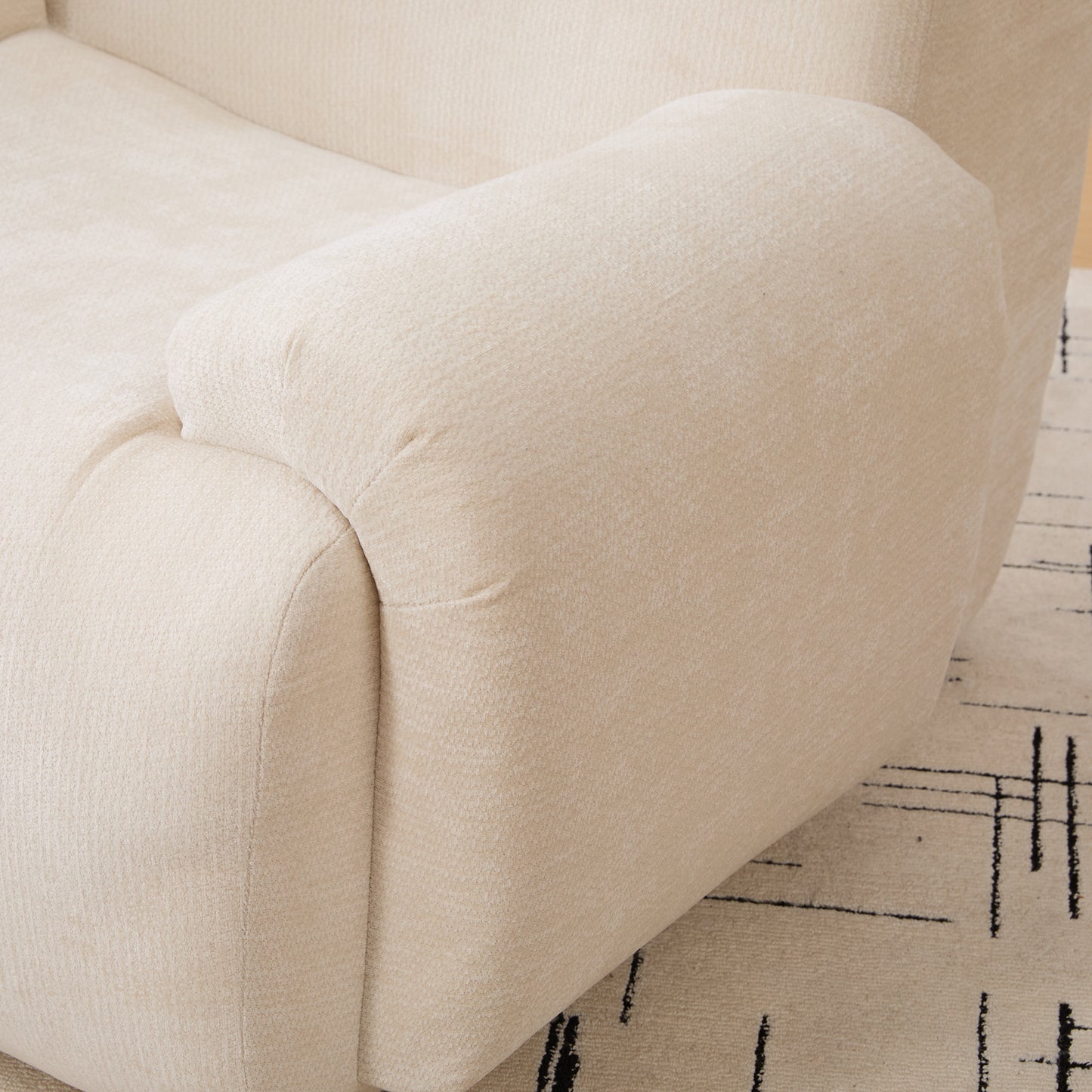 Modern Upholstered Accent Chair - Beige Chenille Armchair