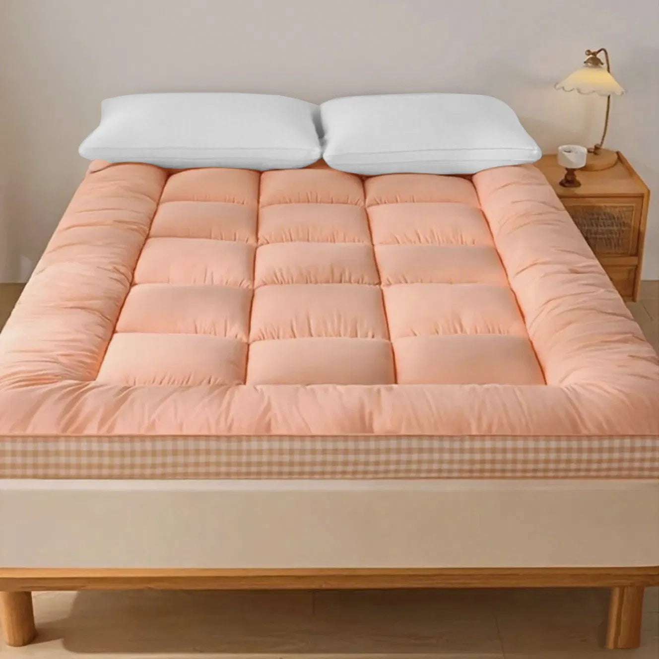 Queen Size Checkered Mattress with 3D Edges - Gray