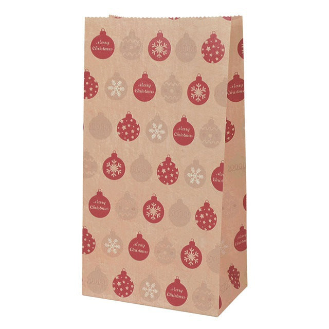 Christmas Printed Kraft Paper Candy & Biscuit Bags - Holiday Party Supplies