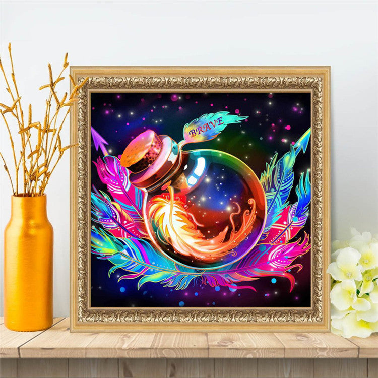 Diamond Painting Mosaic Kit with Feather Wishing Bottle - Custom Size & Style