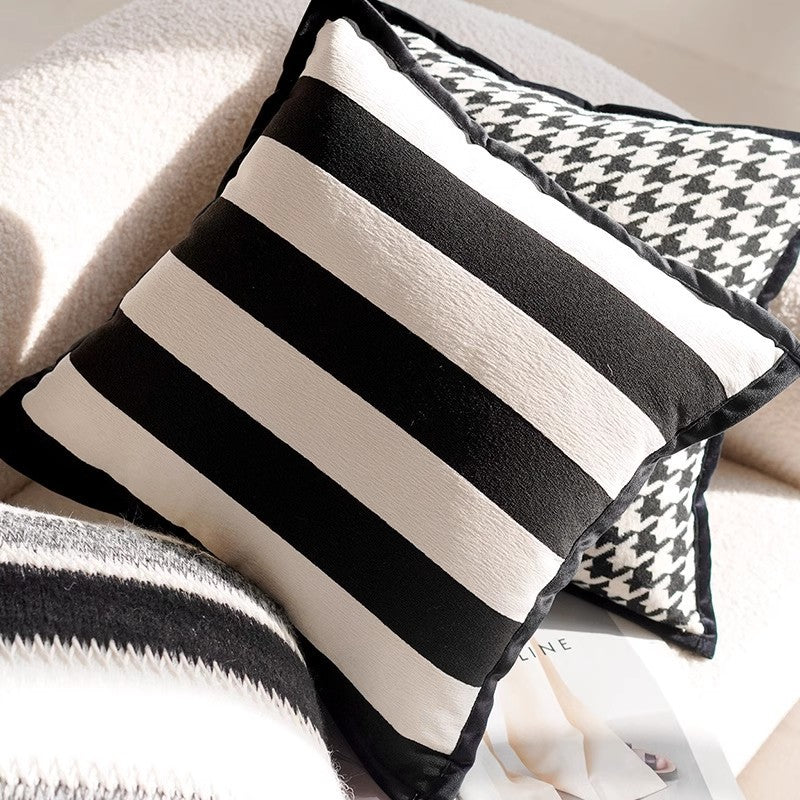 Modern Black and White Decorative Throw Pillow Cover Set - Various Styles and Sizes