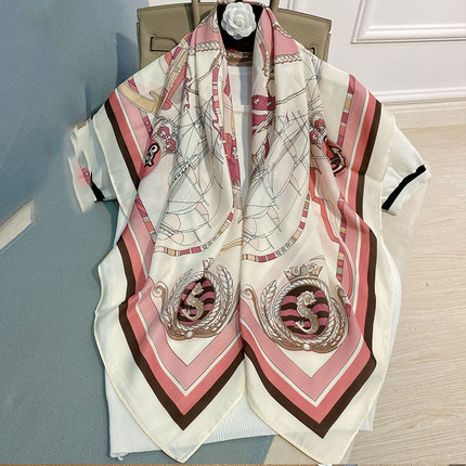 Women's Geometric Square Scarf - Large Polyester Fashion Accessory