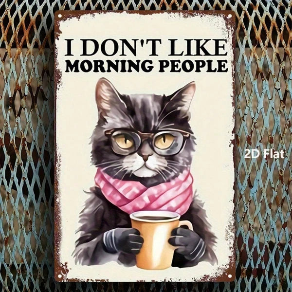 Vintage Black Cat Coffee Metal Sign - 8x12 Inch Tin Plaque