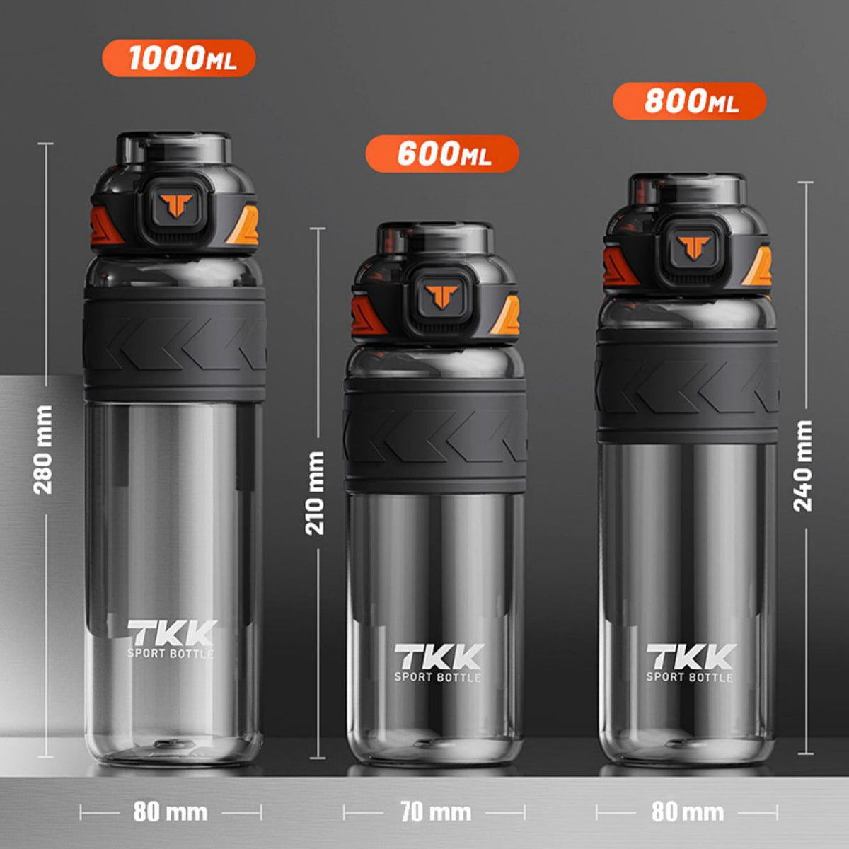 Large Capacity Sports Water Bottle with Straw - 600ml, 800ml, 1000ml
