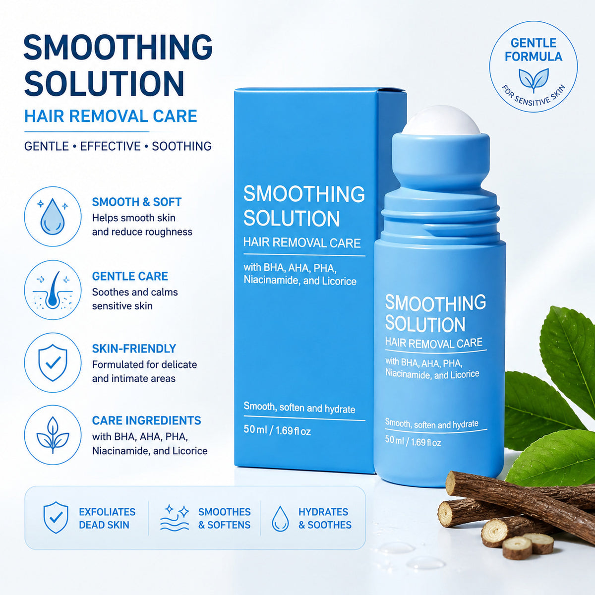 Post-Hair Removal Care Serum with Roller - 50ml
