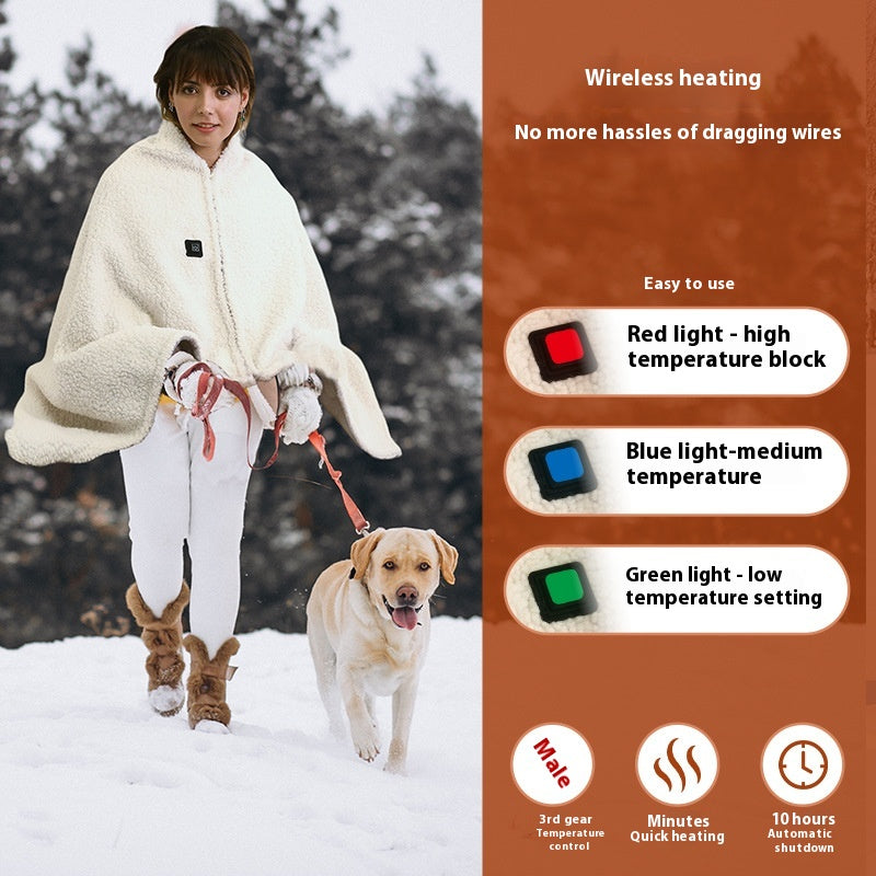 USB Heated Lambswool Blanket with Power Bank and Adapter - Size 150x80cm