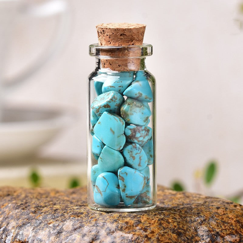 Natural Gravel Glass Wishing Bottle - Crystal Mineral Home Decor