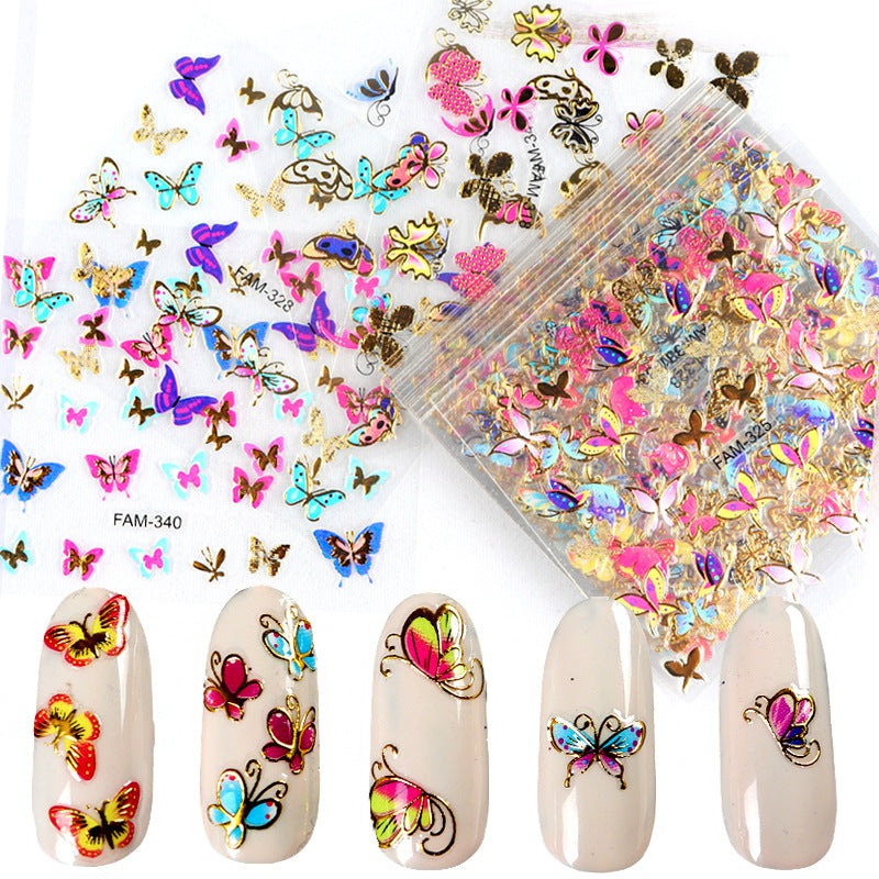 3D Nail Art Stickers - Butterfly & Flower Designs