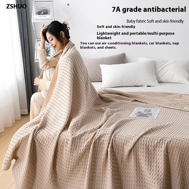 Pure Cotton Waffle Towel Blanket for Bed and Home