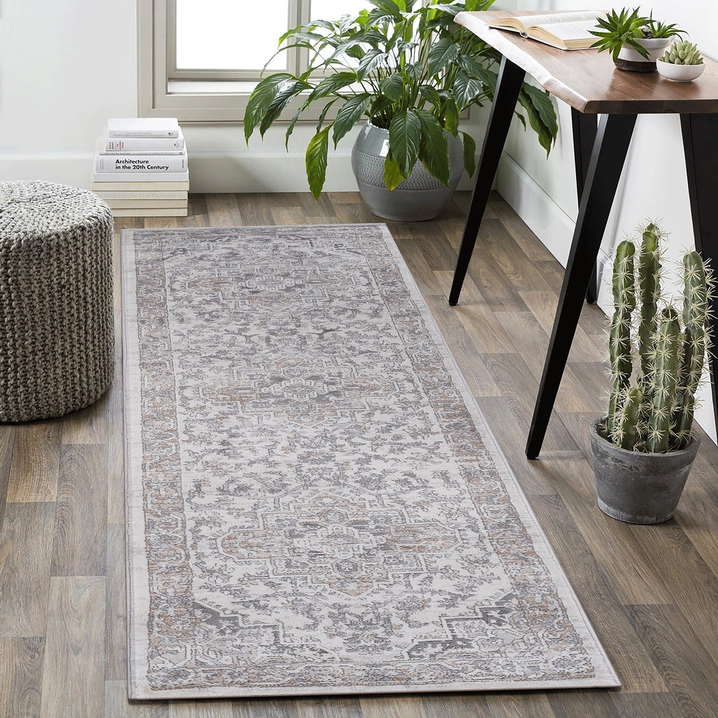 MARFI 2X8 Ivory Beige Oriental Runner Rug