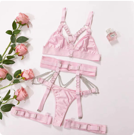 Adjustable Lace Lingerie Set with Waist and Leg Loops