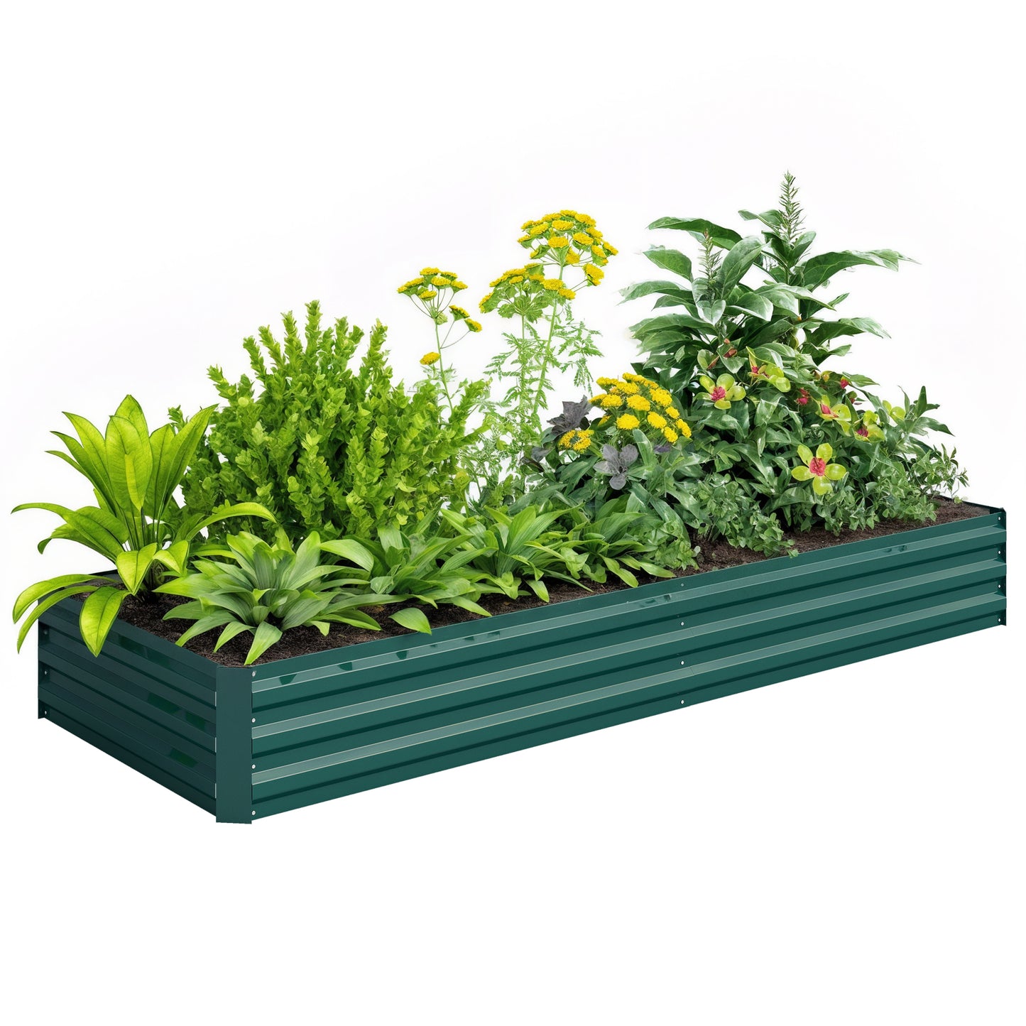 Galvanized Raised Garden Bed - Outdoor Plant Container for Flowers Herbs Vegetables, Easy Assembly, Green, 95x36x12 Inches