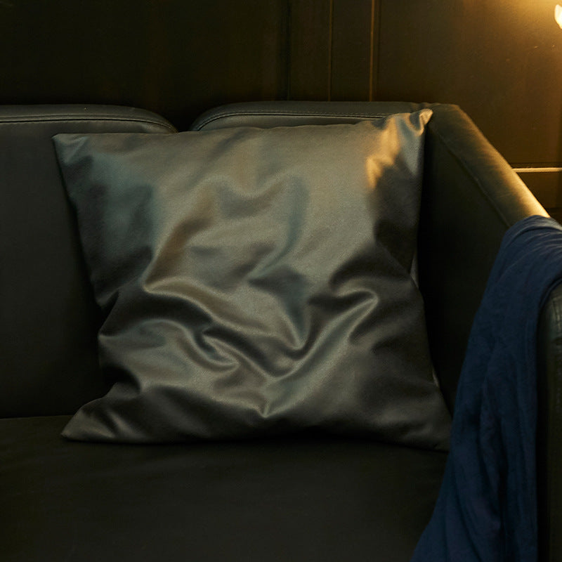 Modern Faux Leather Cushion Cover 45x45cm Solid Color Decorative Pillow Cover