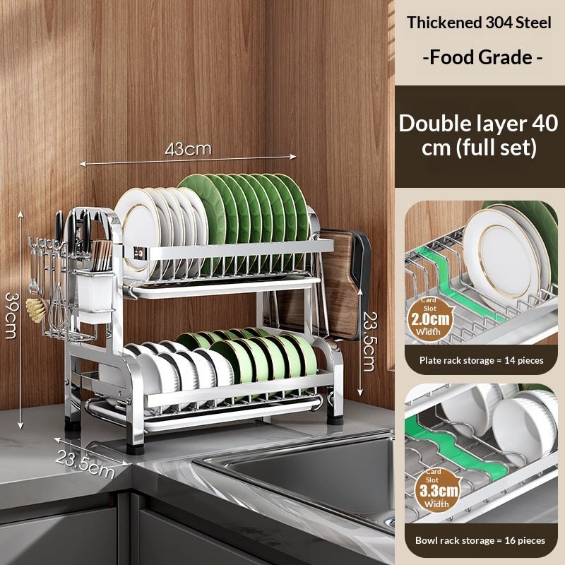 Stainless Steel Dish and Bowl Rack - 2 Layer Kitchen Storage Organizer
