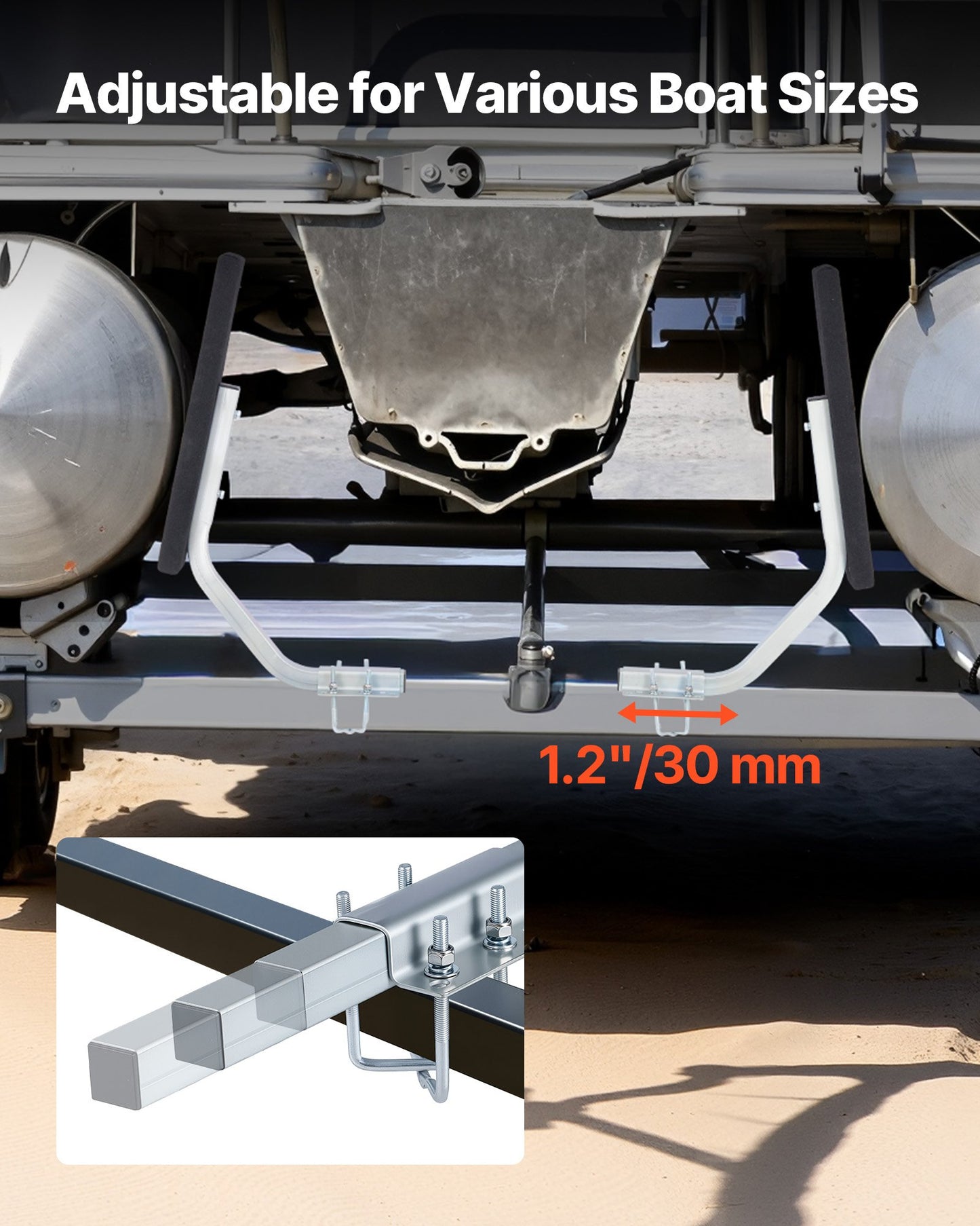 Adjustable Boat Trailer Guides 2PCS Steel Bunk-Style Guide-Ons with Non-Slip Pads