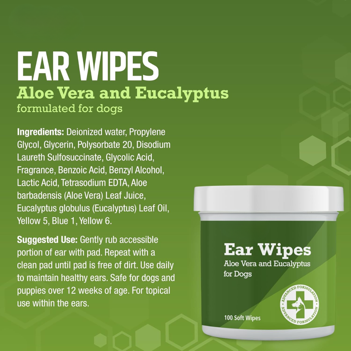 Dog Ear Cleaning Wipes - Gentle Deodorizing & Debris Removal for Pets
