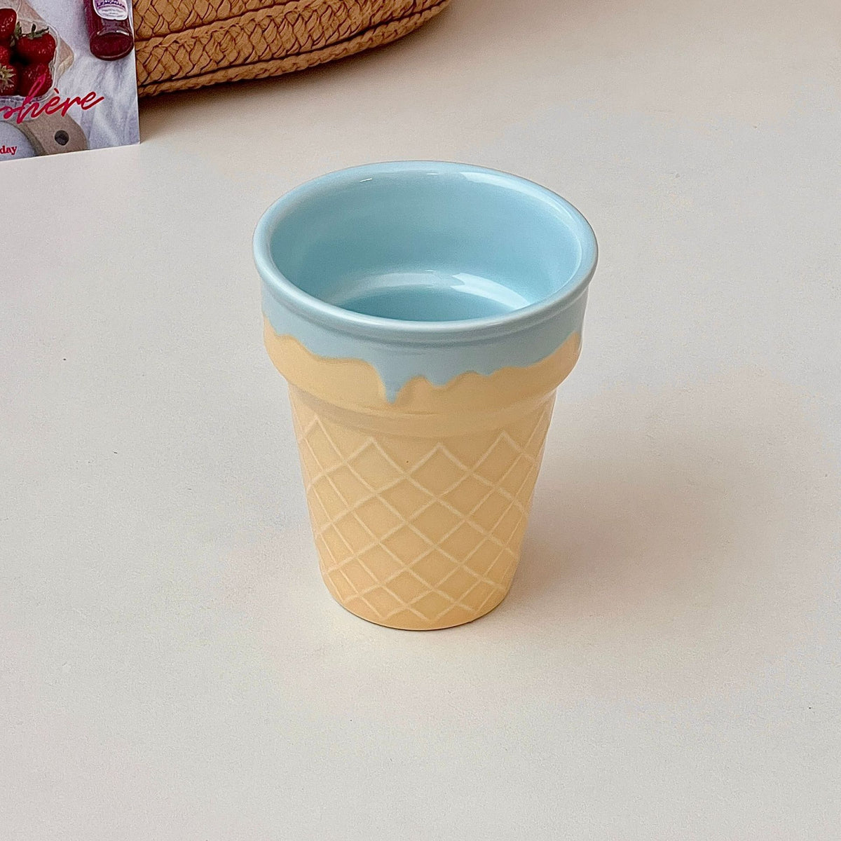 Creative Ceramic Ice Cream Cone Cup - Heat-Resistant 250ml Home Storage