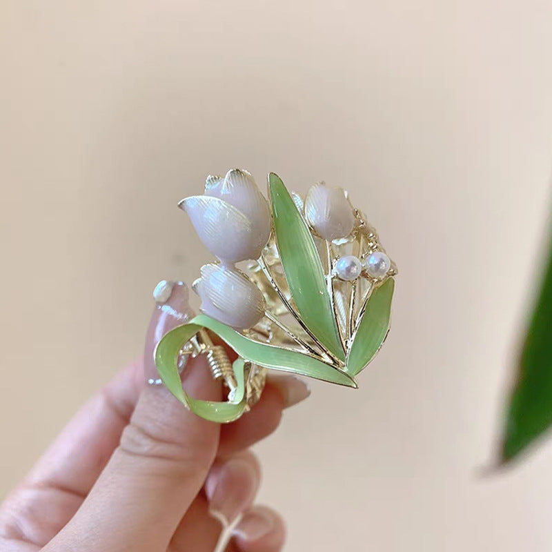 Women Tulip High Ponytail Hair Claws Barrettes Hairpins for Back of Head