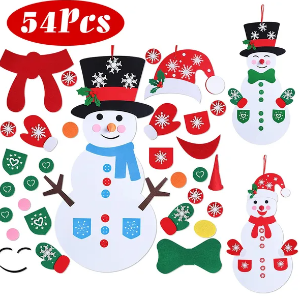DIY Felt Christmas Snowman Hanging Decoration Set - 54 Pcs