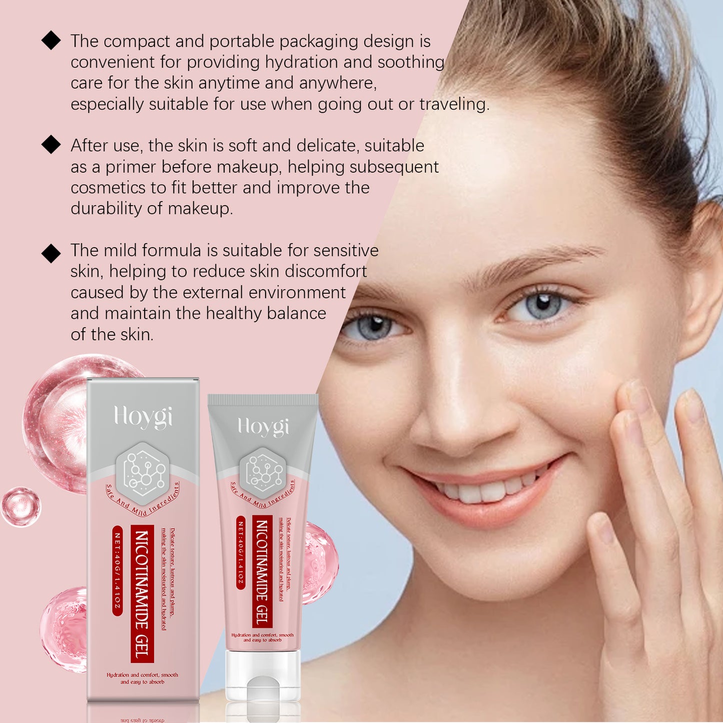 Niacinamide Facial Moisturizing Gel with Hyaluronic Acid for Skin Repair
