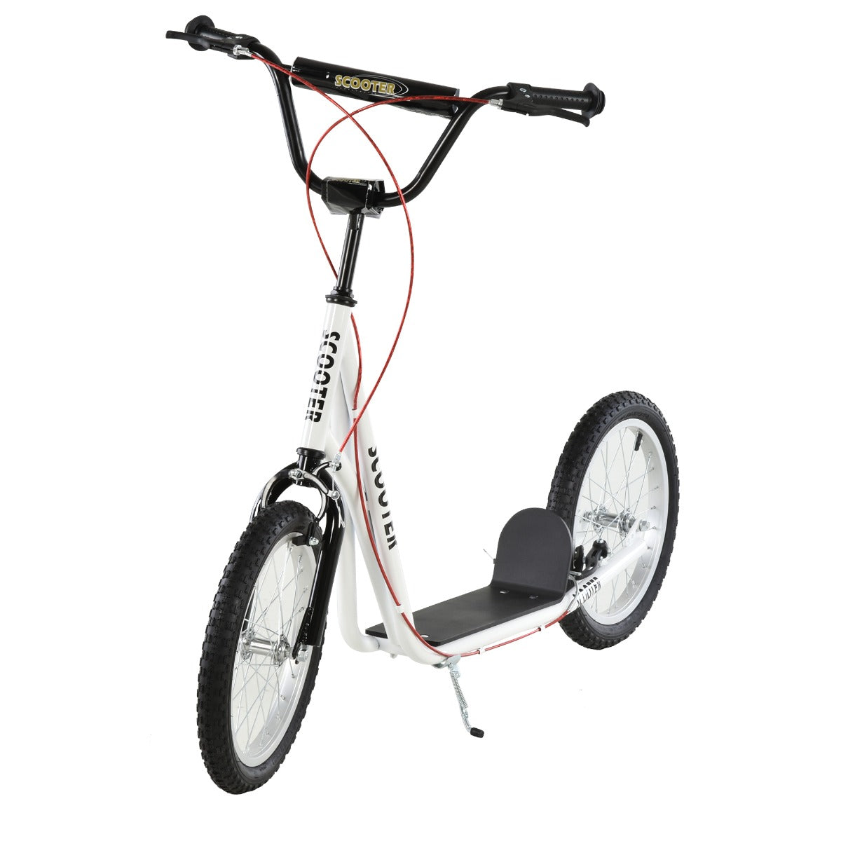 Adjustable White Toddler Scooter with Inflatable Wheels & Dual Brakes