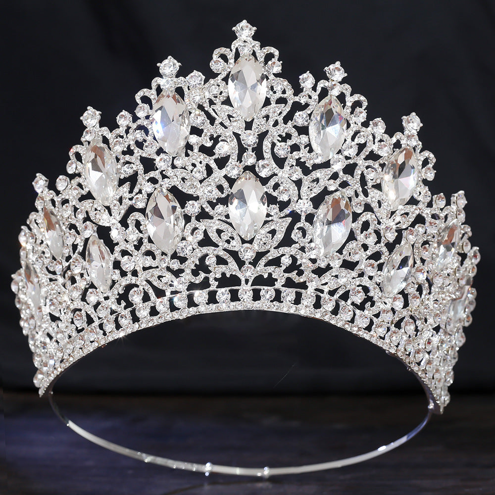 Elegant Bridal Crown Headpiece with Diamond-Accented Alloy Design - Multiple Colors