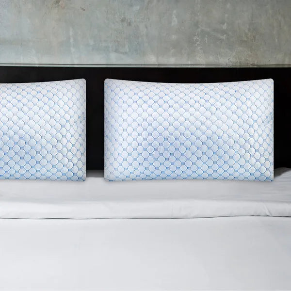 Cooling Memory Foam Pillow Set - Ventilated Gel-Infused Queen Size