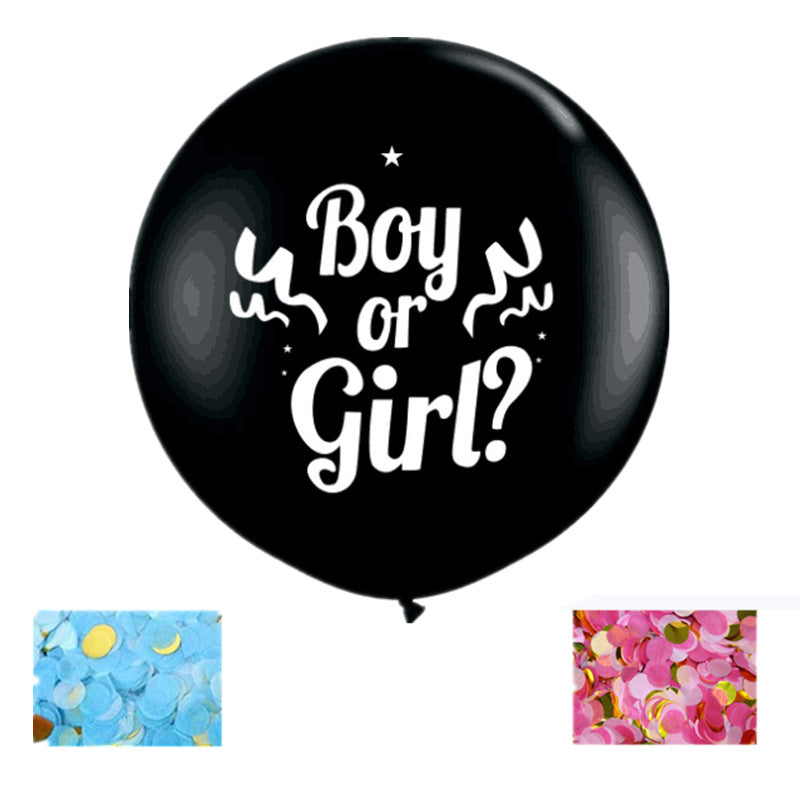 Black Latex Gender Reveal Balloon - Round Party Decoration Set