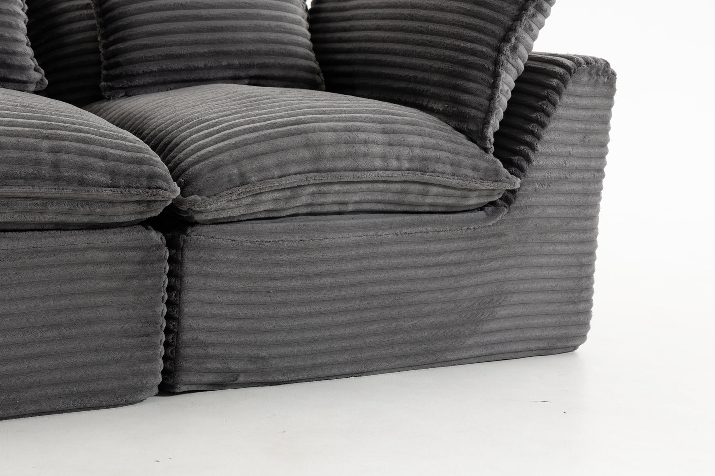 74.8" Wide Modular Sectional Sofa - Antique Grey Corduroy