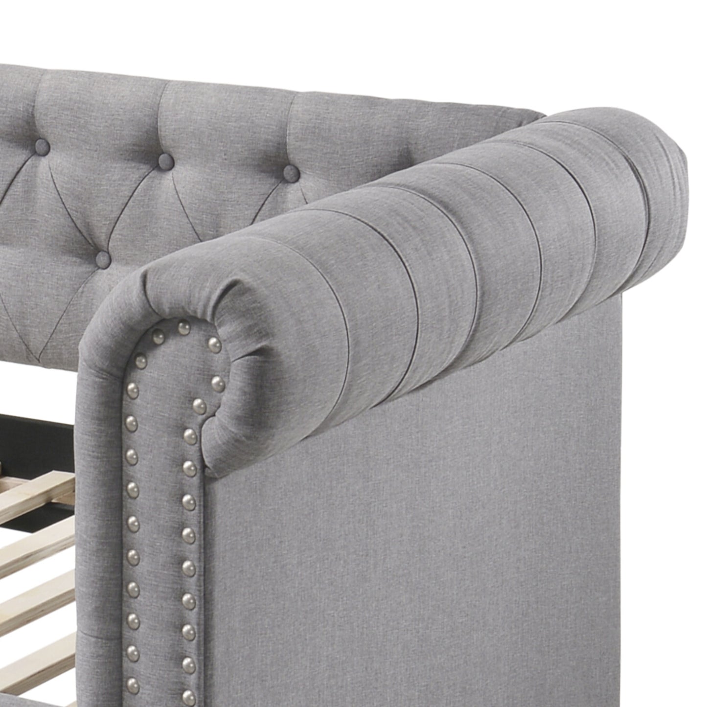 Smoke Gray Fabric Daybed with Trundle - Twin Size