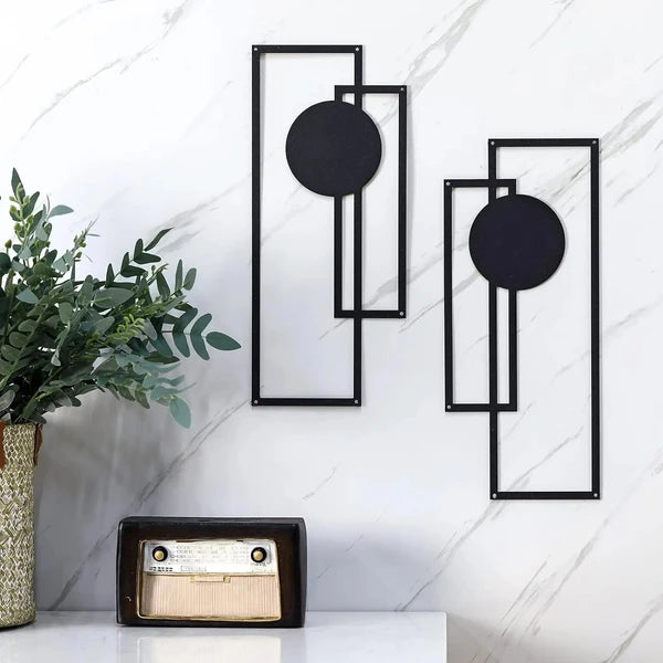 Abstract Line Iron Wall Art Set - Minimalist Black & White Decor