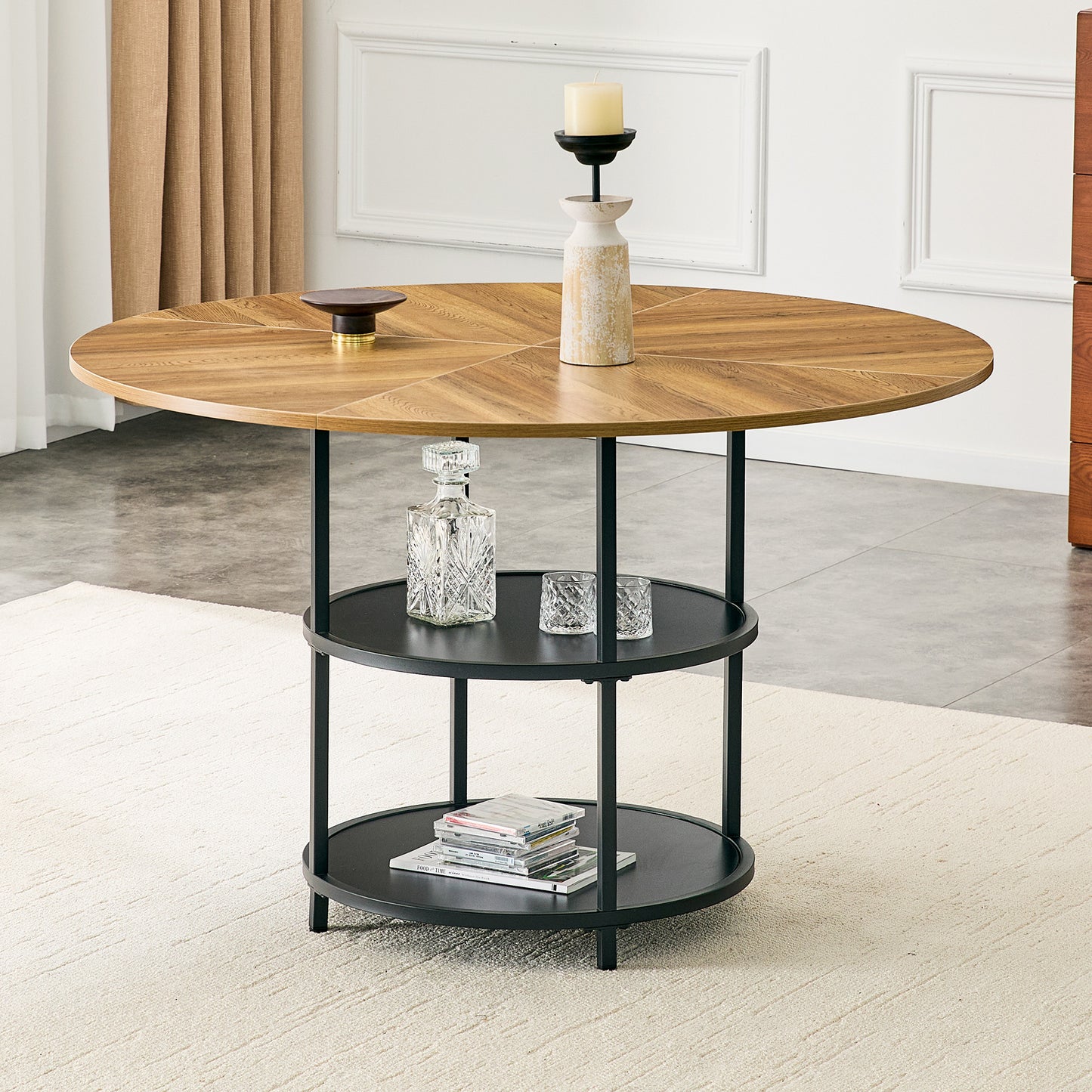 47.3-inch Diameter Modern Splicing Circular Dining Table -