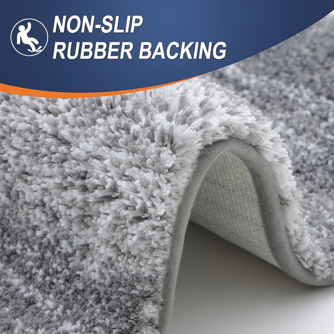 Extra Soft Microfiber Bath Mat with Rubber Backing - Gray
